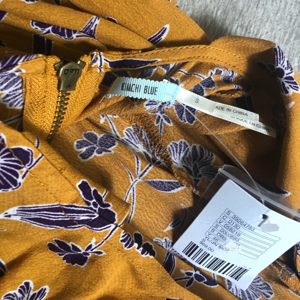 Yellow summer dress w purple flowers - Picture 7 of 9